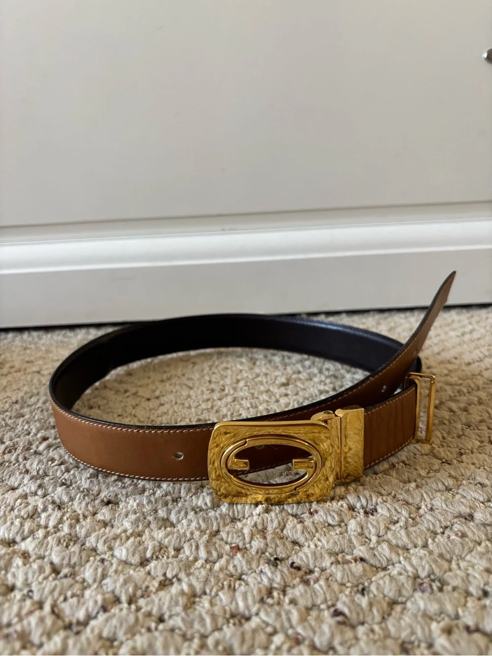 Vintage Gucci Brown Leather G Logo Belt